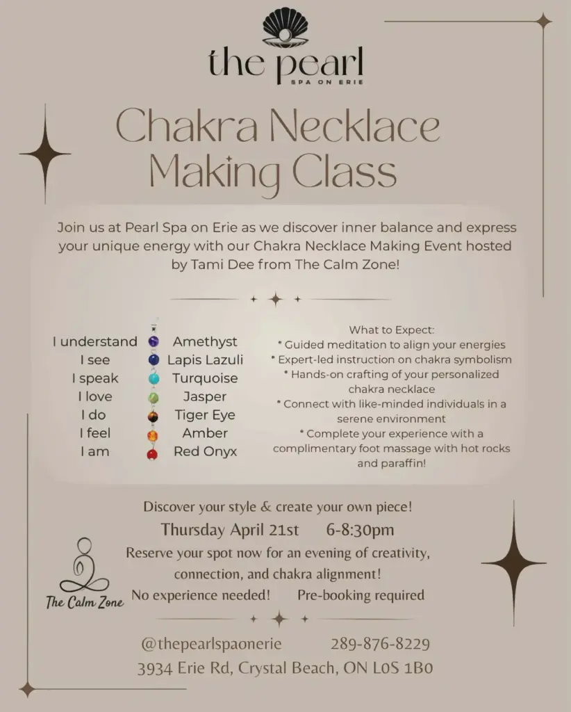 chakra necklace at the pearl