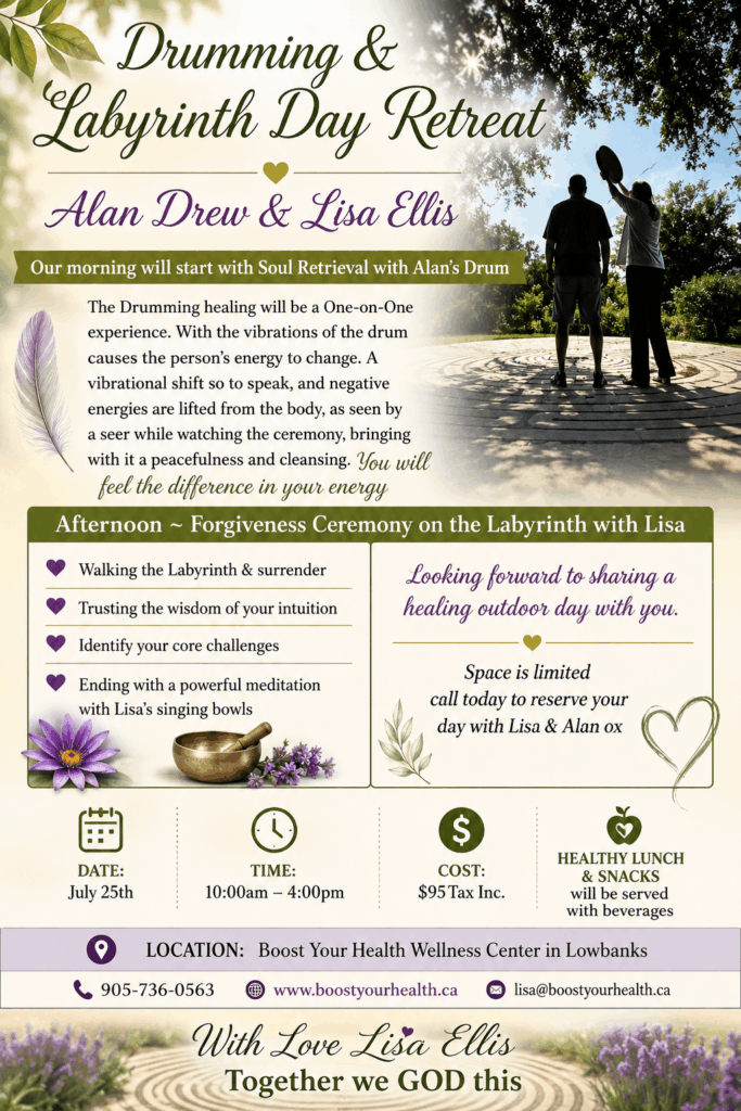 Drumming and Labyrinth Day Retreat Drumming Flyer July 2026